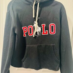 Polo Black Hoodie with Red Logo Boxy Oversized and Cropped